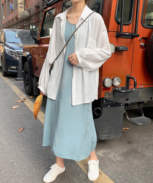 長袖シアーカーディガン 夏服シアーシャツ UV対策カーディガン シフォンブラウスレディース ロング丈トップス体型カバー 羽織り 日除けシャツブラウス透け感 韓国風 ZHUIMR-052
