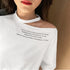 ワンショルダー tシャツ レディース ワンショルダー tシャツ レディース ロゴ カットソー 半袖 トップス 春夏 肩あき プルオーバー おしゃれ ZHUIMR-064