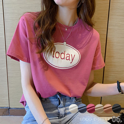 ロゴTシャツ レディース 半袖 ロゴTシャツ レディース 半袖 カットソー 春夏 トップス ラウンドネック カジュアル コットン tシャツ ロゴプリント ZHUIMR-065