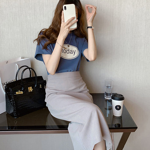 ロゴTシャツ レディース 半袖 ロゴTシャツ レディース 半袖 カットソー 春夏 トップス ラウンドネック カジュアル コットン tシャツ ロゴプリント ZHUIMR-065