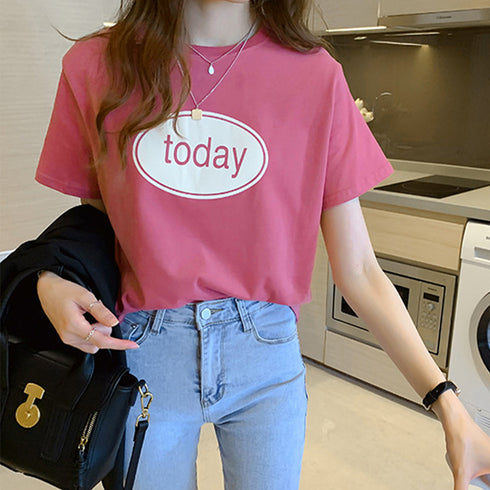 ロゴTシャツ レディース 半袖 ロゴTシャツ レディース 半袖 カットソー 春夏 トップス ラウンドネック カジュアル コットン tシャツ ロゴプリント ZHUIMR-065