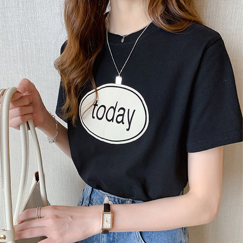 ロゴTシャツ レディース 半袖 ロゴTシャツ レディース 半袖 カットソー 春夏 トップス ラウンドネック カジュアル コットン tシャツ ロゴプリント ZHUIMR-065
