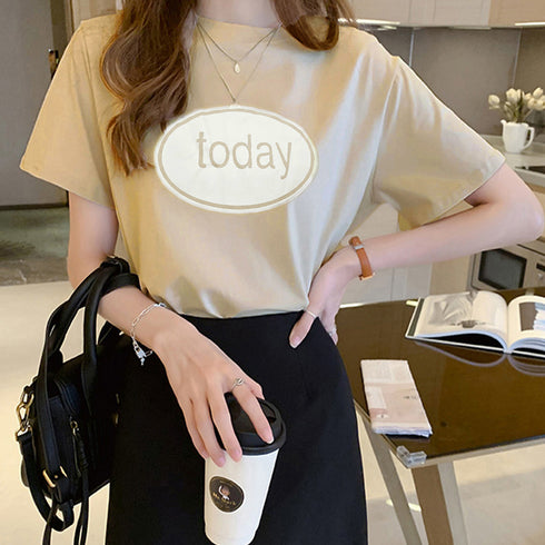 ロゴTシャツ レディース 半袖 ロゴTシャツ レディース 半袖 カットソー 春夏 トップス ラウンドネック カジュアル コットン tシャツ ロゴプリント ZHUIMR-065