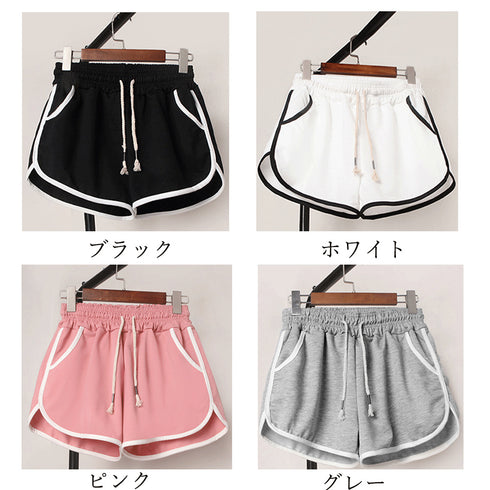 ショートパンツ レディース ショートパンツ レディース サイドライン 短パン カジュアル ホットパンツ 夏 スウェットパンツ フィットネス ZHUIMR-072