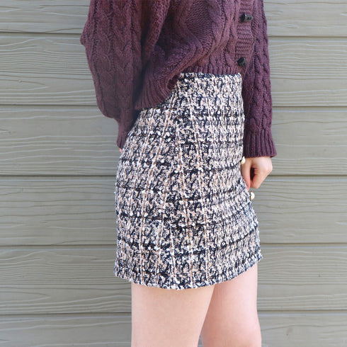 ツイード スカート レディース ツイード スカート レディース ショート丈 チェック柄 台形スカート ハイウエス Aライン タイトスカート 大人可愛い ZHUIMR-089