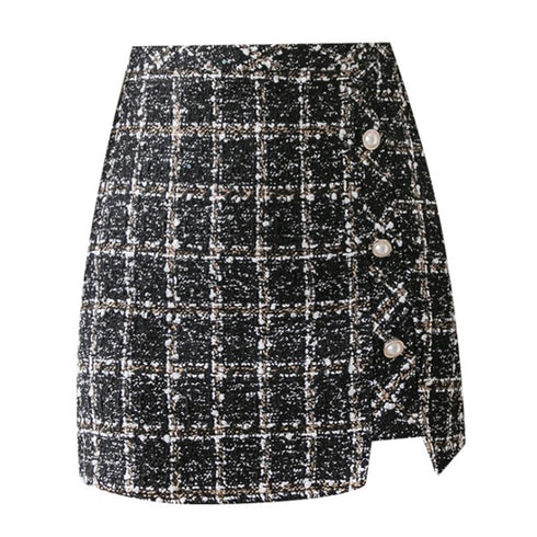 ツイード スカート レディース ツイード スカート レディース ショート丈 チェック柄 台形スカート ハイウエス Aライン タイトスカート 大人可愛い ZHUIMR-089