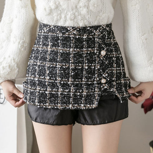 ツイード スカート レディース ツイード スカート レディース ショート丈 チェック柄 台形スカート ハイウエス Aライン タイトスカート 大人可愛い ZHUIMR-089