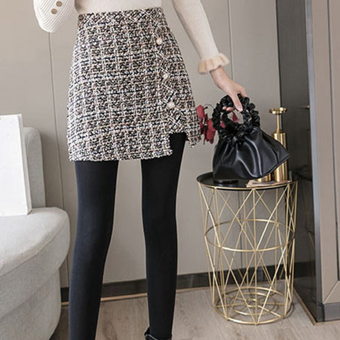 ツイード スカート レディース ツイード スカート レディース ショート丈 チェック柄 台形スカート ハイウエス Aライン タイトスカート 大人可愛い ZHUIMR-089