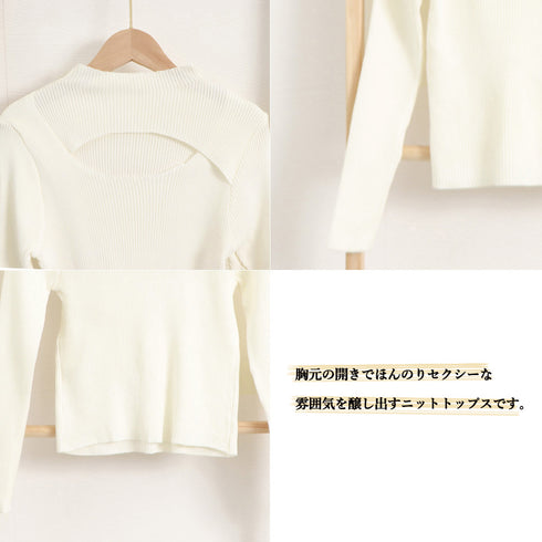 リブ ニットトップス プチハイネック秋冬 レディース 胸開き ニットカットソー 長袖 おしゃれ ニットソー 着やせ セクシープルオーバー 無地 オフィスカジュアル ZHUIMR-112