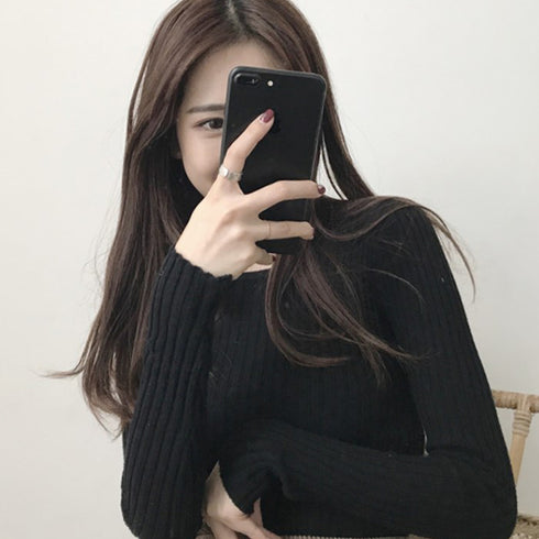 リブニットトップス レディース 大人秋服 太めリブタイトニット クルーネック セーター リブ編み 長袖 ストレッチ 普段着 ニットウェア 柔らか プルオーバー 冬 ZHUIMR-115