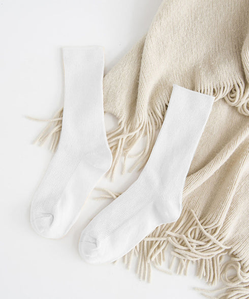 リブソックス レディース ミドル丈 靴下 無地綿混ソックス シンプル 通学靴下 レトロ カラーソックス カラバリ靴下 蒸れない カジュアルクルーソックス 春夏秋冬 ZUSH-001