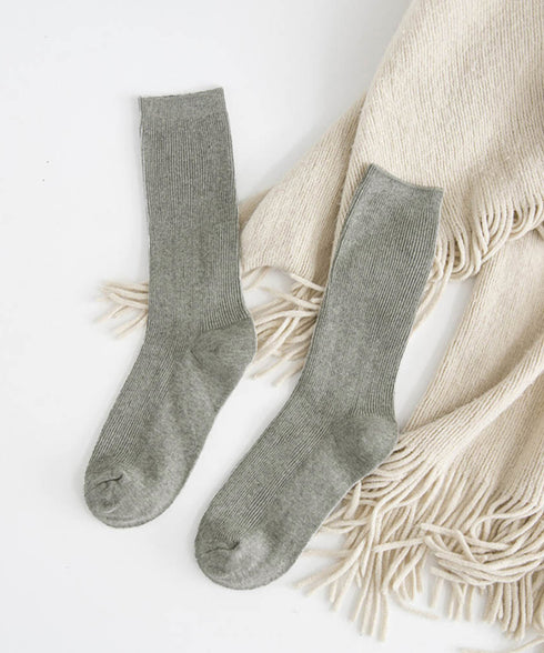 リブソックス レディース ミドル丈 靴下 無地綿混ソックス シンプル 通学靴下 レトロ カラーソックス カラバリ靴下 蒸れない カジュアルクルーソックス 春夏秋冬 ZUSH-001