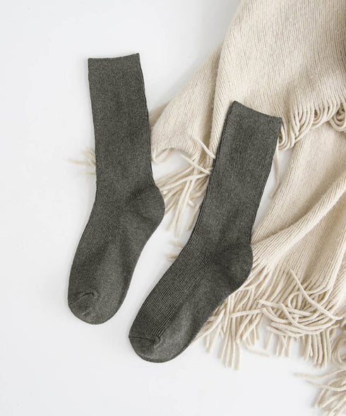 リブソックス レディース ミドル丈 靴下 無地綿混ソックス シンプル 通学靴下 レトロ カラーソックス カラバリ靴下 蒸れない カジュアルクルーソックス 春夏秋冬 ZUSH-001