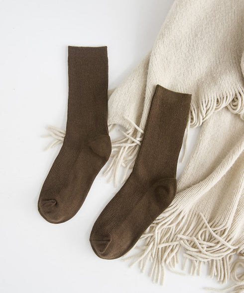 リブソックス レディース ミドル丈 靴下 無地綿混ソックス シンプル 通学靴下 レトロ カラーソックス カラバリ靴下 蒸れない カジュアルクルーソックス 春夏秋冬 ZUSH-001