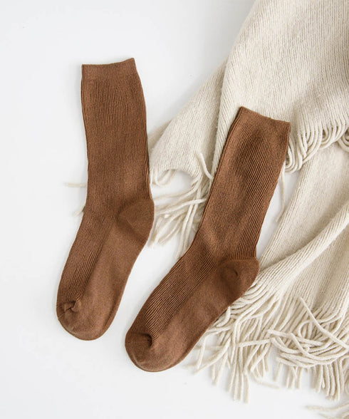 リブソックス レディース ミドル丈 靴下 無地綿混ソックス シンプル 通学靴下 レトロ カラーソックス カラバリ靴下 蒸れない カジュアルクルーソックス 春夏秋冬 ZUSH-001