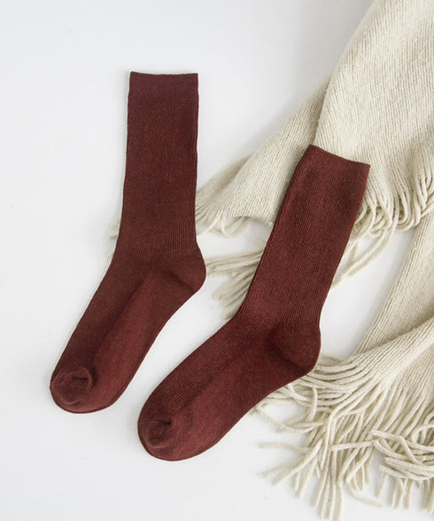 リブソックス レディース ミドル丈 靴下 無地綿混ソックス シンプル 通学靴下 レトロ カラーソックス カラバリ靴下 蒸れない カジュアルクルーソックス 春夏秋冬 ZUSH-001