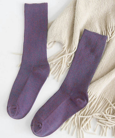 リブソックス レディース ミドル丈 靴下 無地綿混ソックス シンプル 通学靴下 レトロ カラーソックス カラバリ靴下 蒸れない カジュアルクルーソックス 春夏秋冬 ZUSH-001