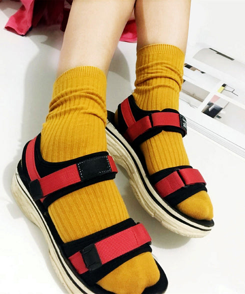 リブソックス レディース ミドル丈 靴下 無地綿混ソックス シンプル 通学靴下 レトロ カラーソックス カラバリ靴下 蒸れない カジュアルクルーソックス 春夏秋冬 ZUSH-001