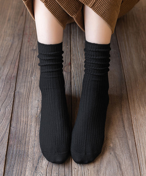 リブソックス レディース ミドル丈 靴下 無地綿混ソックス シンプル 通学靴下 レトロ カラーソックス カラバリ靴下 蒸れない カジュアルクルーソックス 春夏秋冬 ZUSH-001