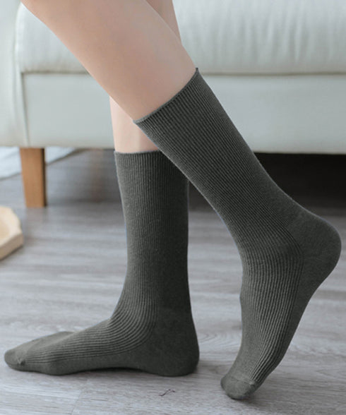 リブソックス レディース ミドル丈 靴下 無地綿混ソックス シンプル 通学靴下 レトロ カラーソックス カラバリ靴下 蒸れない カジュアルクルーソックス 春夏秋冬 ZUSH-001