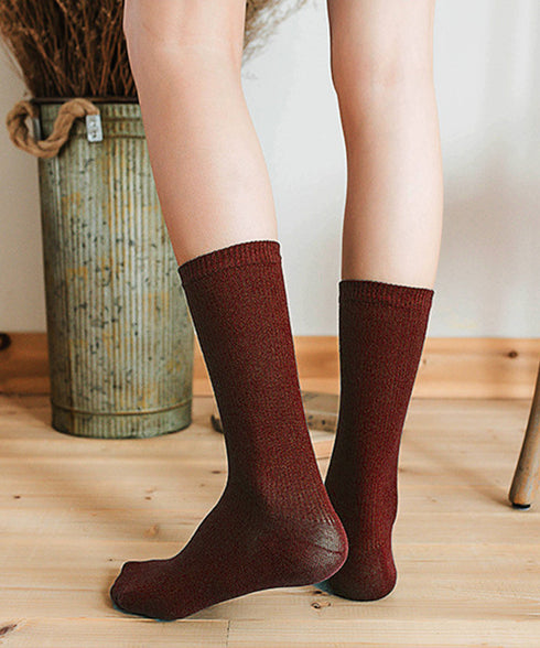 リブソックス レディース ミドル丈 靴下 無地綿混ソックス シンプル 通学靴下 レトロ カラーソックス カラバリ靴下 蒸れない カジュアルクルーソックス 春夏秋冬 ZUSH-001