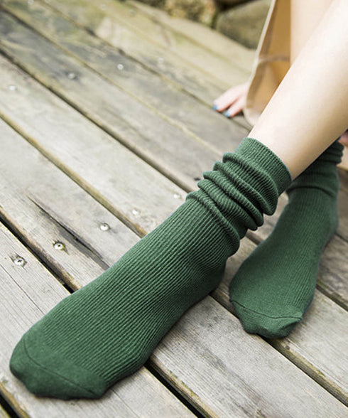 リブソックス レディース ミドル丈 靴下 無地綿混ソックス シンプル 通学靴下 レトロ カラーソックス カラバリ靴下 蒸れない カジュアルクルーソックス 春夏秋冬 ZUSH-001