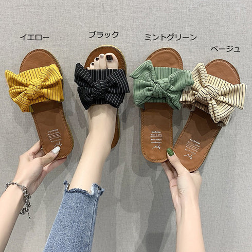 リボンサンダル レディース ぺたんこ ローヒール ビーチサンダル 可愛い フラットサンダル 履きやすい スリッパ 痛くない 夏
歩きやすい ペタンコ 靴 3JIANLONG-029