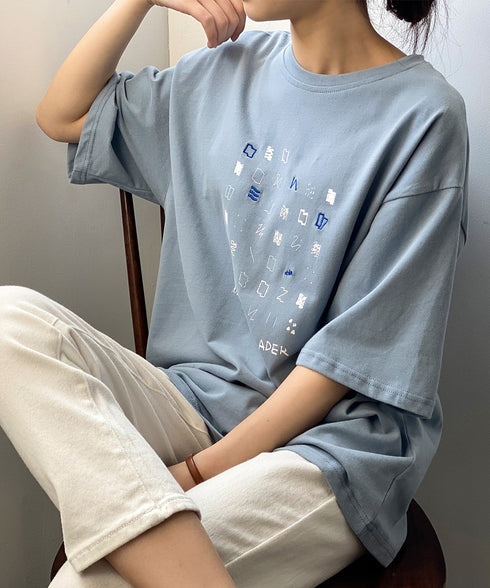 ロゴtシャツ 半袖 レディース 夏 ラウンドネック カットソー カジュアル 刺しゅう 着やせ AMYS-1019