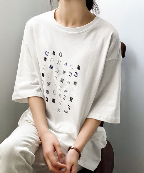 ロゴtシャツ 半袖 レディース 夏 ラウンドネック カットソー カジュアル 刺しゅう 着やせ AMYS-1019