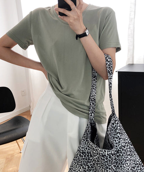 半袖 Tシャツ レディース シンプル カジュアル カットソー 無地 サマーtシャツ 着やせ おしゃれ 夏服 大人 AMYX-86009