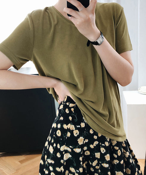 半袖 Tシャツ レディース シンプル カジュアル カットソー 無地 サマーtシャツ 着やせ おしゃれ 夏服 大人 AMYX-86009