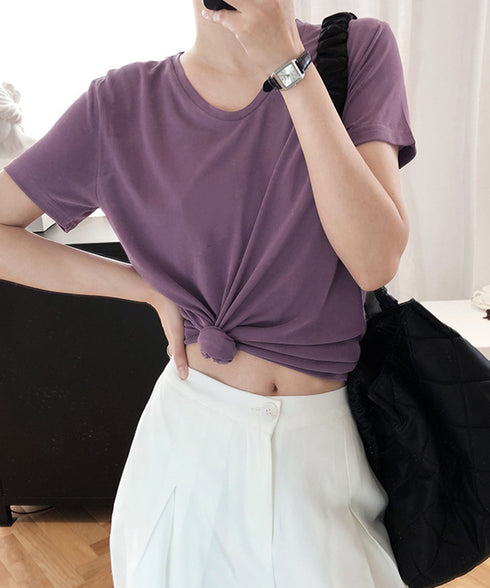 半袖 Tシャツ レディース シンプル カジュアル カットソー 無地 サマーtシャツ 着やせ おしゃれ 夏服 大人 AMYX-86009