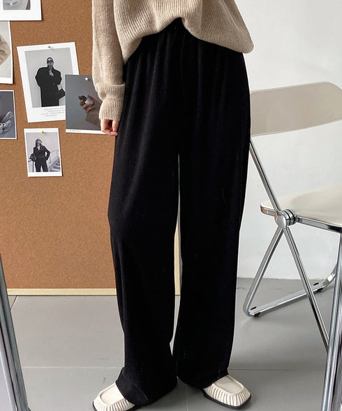 ワイドパンツ ウエストゴムイージーパンツ レディース ゆったり ストレートパンツ カジュアル ルーズパンツ 秋冬 ロングパンツ リラックス ウエア AMYX-86050