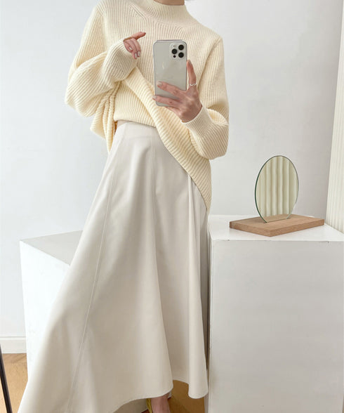 フレアスカート レディース ハイウエスト ロング丈 Aラインスカート 高見え ボトムス オフィスカジュアル おしゃれ フェミニンスカート AMCYH-82002