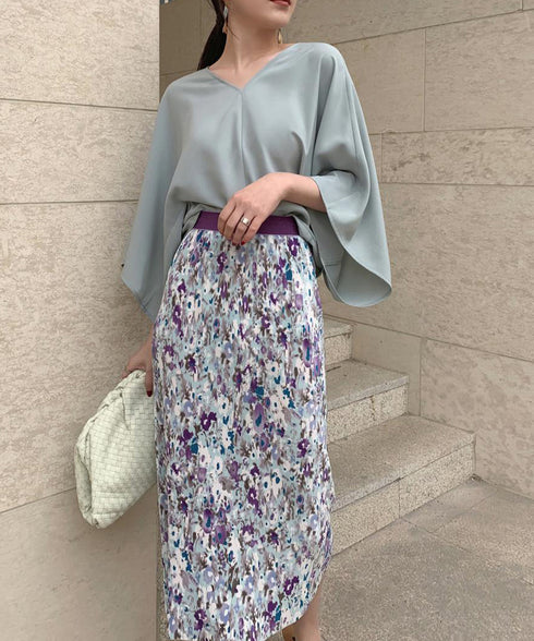 とろみブラウス レディース トップス vネック 春夏 ゆったり ドロップショルダーブラウス きれいめ 7分袖 シャツ ブラウス AMCYH-82005