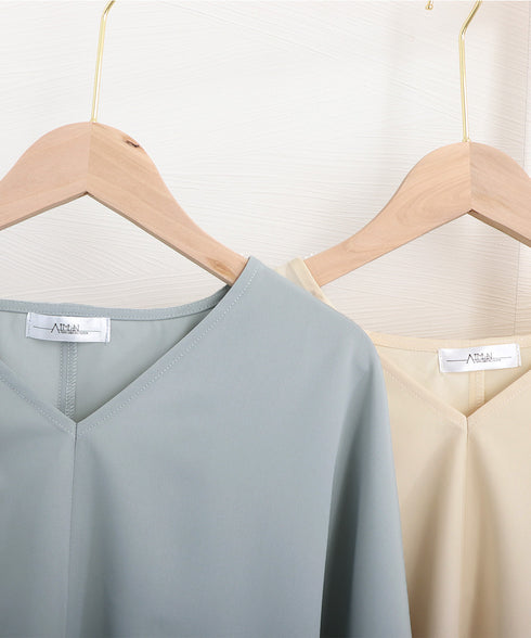 とろみブラウス レディース トップス vネック 春夏 ゆったり ドロップショルダーブラウス きれいめ 7分袖 シャツ ブラウス AMCYH-82005