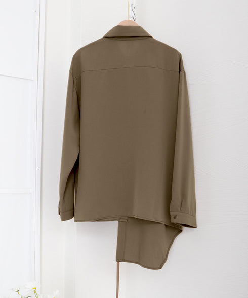 シャツブラウス レディース 不規則シャツ 長袖トップス ゆったり ロングシャツ 通勤 OL 白シャツ ウェストマーク 韓国 春夏 AMJZ-83001