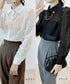レース 花柄 ブラウス 韓国 レディース シースルー トップス きれいめ 春 秋服 新作 パフスリーブ 長袖 婦人服 通販 30代 オススメ AMLS-82001