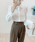 レース 花柄 ブラウス 韓国 レディース シースルー トップス きれいめ 春 秋服 新作 パフスリーブ 長袖 婦人服 通販 30代 オススメ AMLS-82001