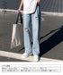 デニム ストレートパンツ ダメージ加工 デニムワイドパンツ レディース ハイウエスト ジーンズ オシャレ クラッシュジーパン AMMH-6001