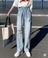 デニム ストレートパンツ ダメージ加工 デニムワイドパンツ レディース ハイウエスト ジーンズ オシャレ クラッシュジーパン AMMH-6001