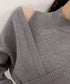 ニットワンピース セットアップ 韓国風 カシュクール ニットトップス レディース タンクワンピース きれいめ ミニ丈ワンピース 肩出し ニットセンター 秋冬上品 AMVV-86002