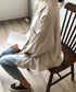 シャツブラウス レディース長袖トップス ロングシャツ ラウンドヘム 体型カバー 前ポケット カーディガン 無地 ブラウス 着やせ レトロ AMYS-1006