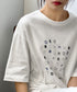 ロゴtシャツ 半袖 レディース 夏 ラウンドネック カットソー カジュアル 刺しゅう 着やせ AMYS-1019