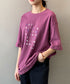 ロゴtシャツ 半袖 レディース 夏 ラウンドネック カットソー カジュアル 刺しゅう 着やせ AMYS-1019