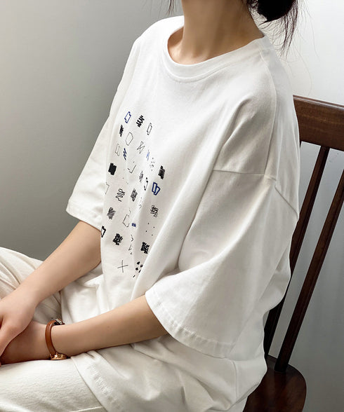 ロゴtシャツ 半袖 レディース 夏 ラウンドネック カットソー カジュアル 刺しゅう 着やせ AMYS-1019