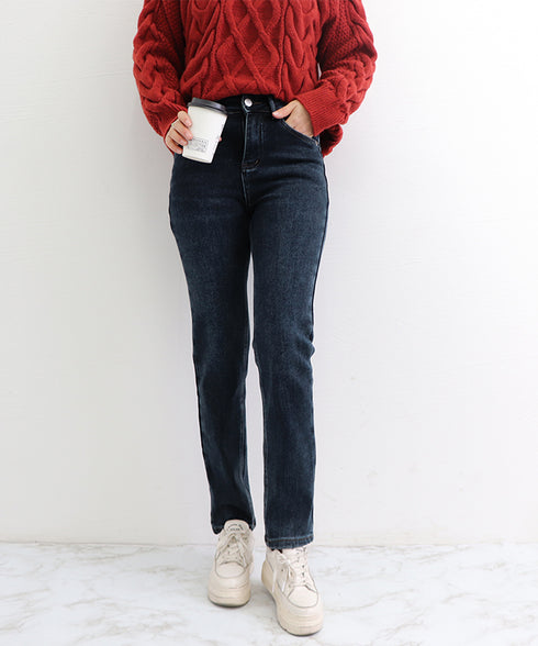 スキニー デニムパンツ 裏起毛レディース おしゃれ ストレートパンツ 裏フリース ロングパンツ 防寒 ハイウエスト ジーパン 冬 カジュアル ボトムス AMYS-1049