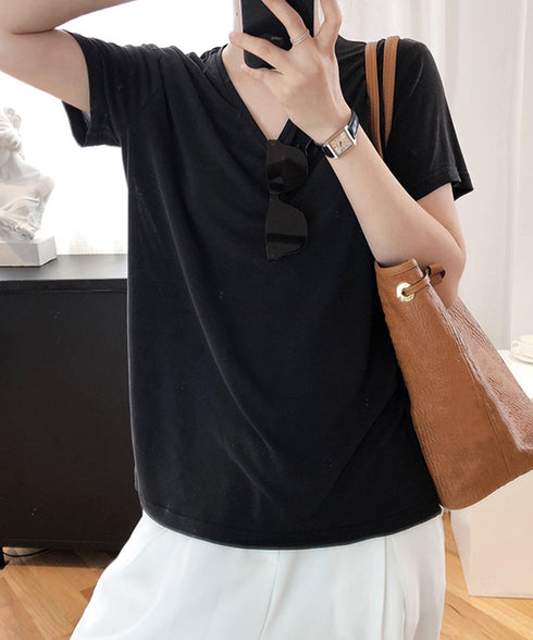 半袖 Tシャツ レディース シンプル カジュアル カットソー 無地 サマーtシャツ 着やせ おしゃれ 夏服 大人 AMYX-86009