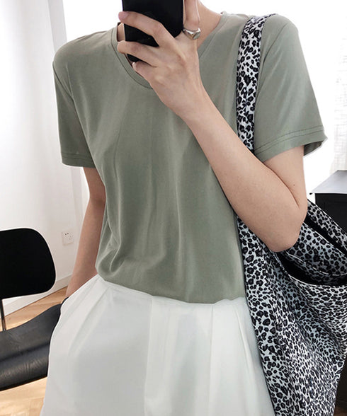 半袖 Tシャツ レディース シンプル カジュアル カットソー 無地 サマーtシャツ 着やせ おしゃれ 夏服 大人 AMYX-86009