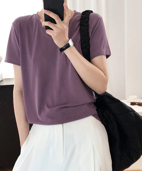 半袖 Tシャツ レディース シンプル カジュアル カットソー 無地 サマーtシャツ 着やせ おしゃれ 夏服 大人 AMYX-86009
